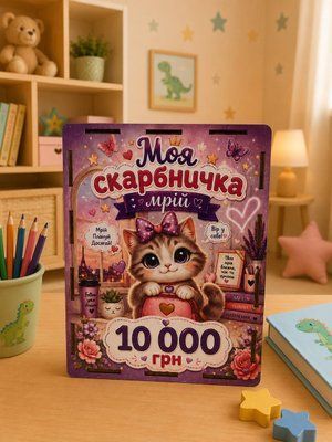 Копилка на 10 000 грн детская с принтом "Котик" DS-10000-01 фото
